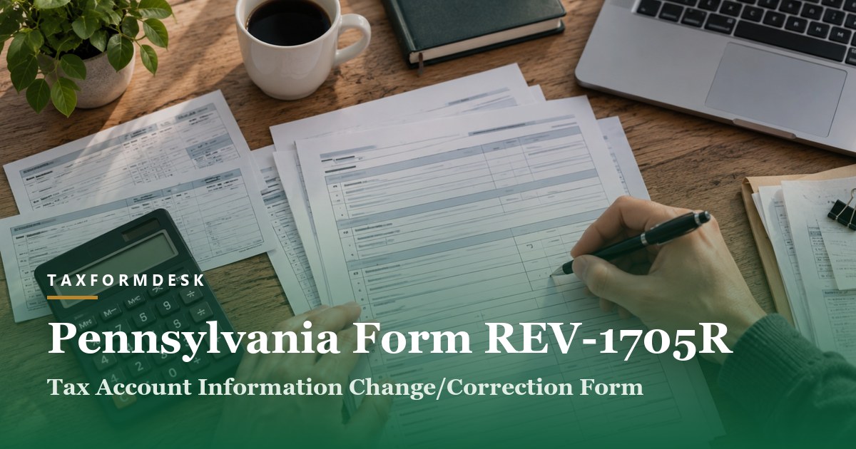 Pennsylvania Form REV-1705R — Tax Account Information Change/Correction Form