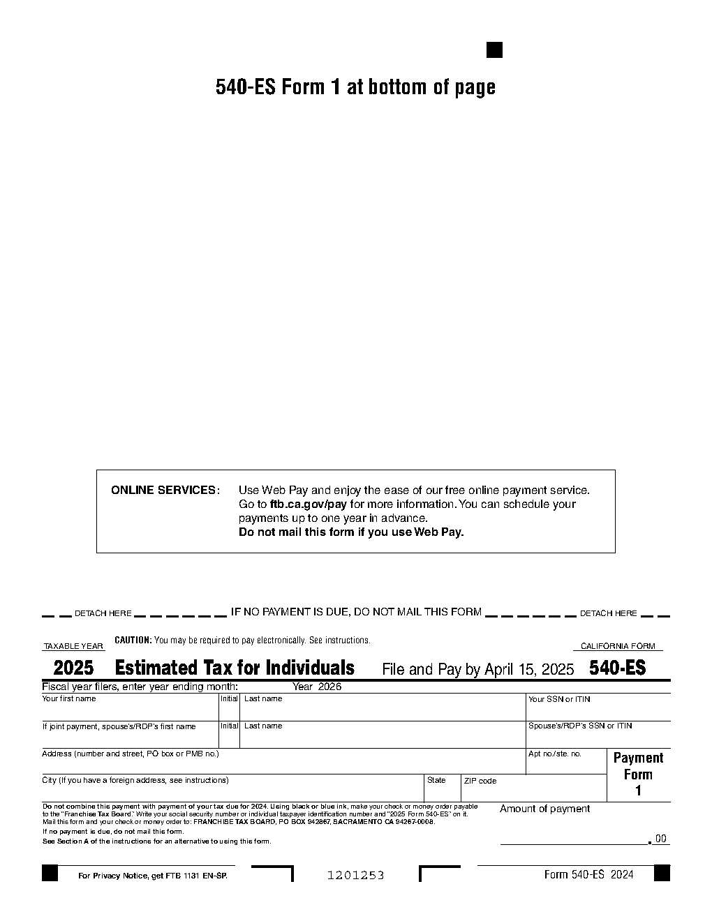 California Form 540-ES — Estimated Tax for Individuals